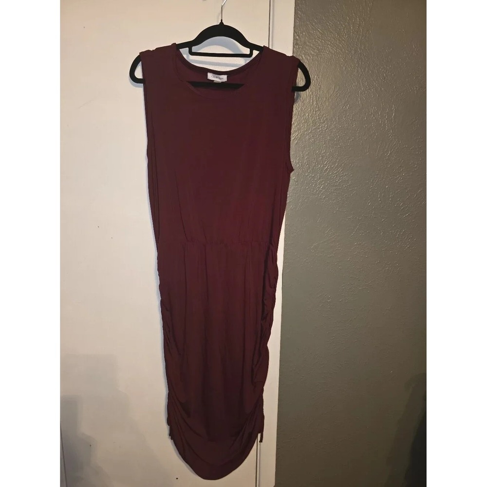 Calvin Klein Sleeveless Burgundy Midi Dress Size 14